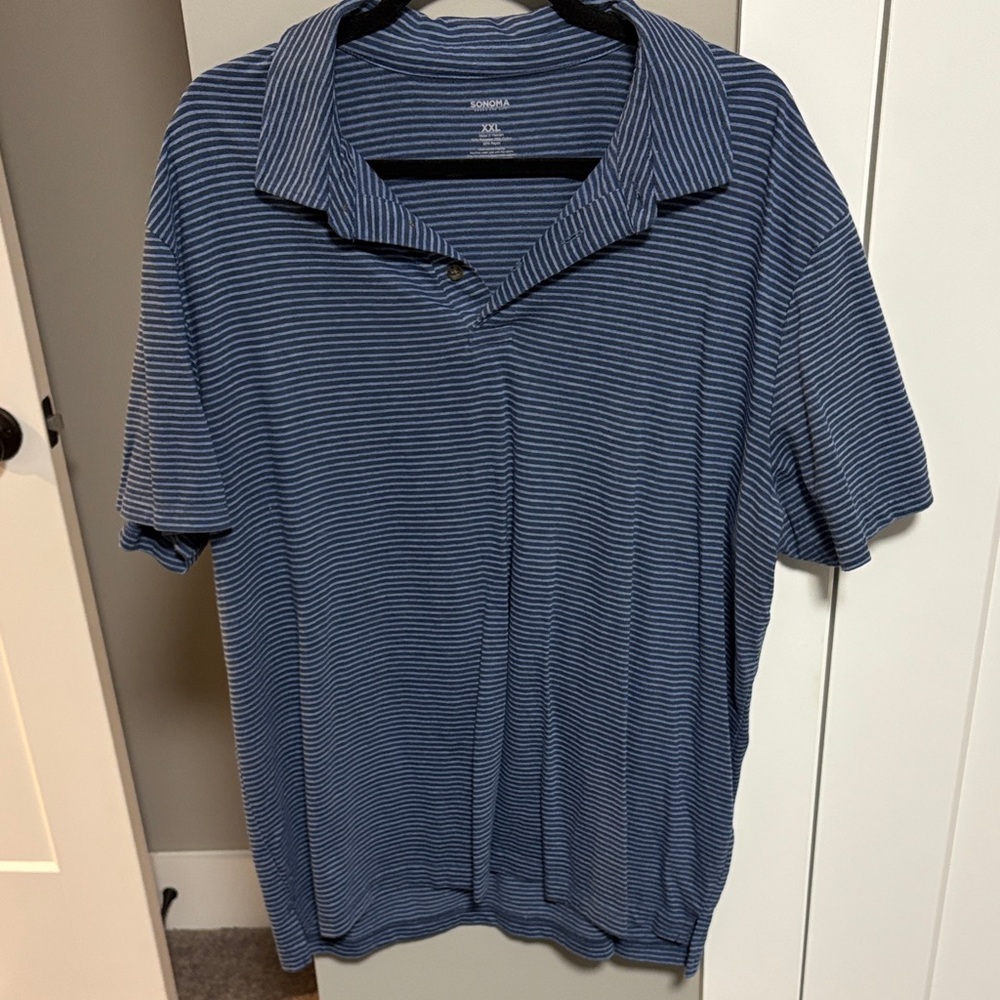 Sonoma Blue and White Striped Polo Shirt